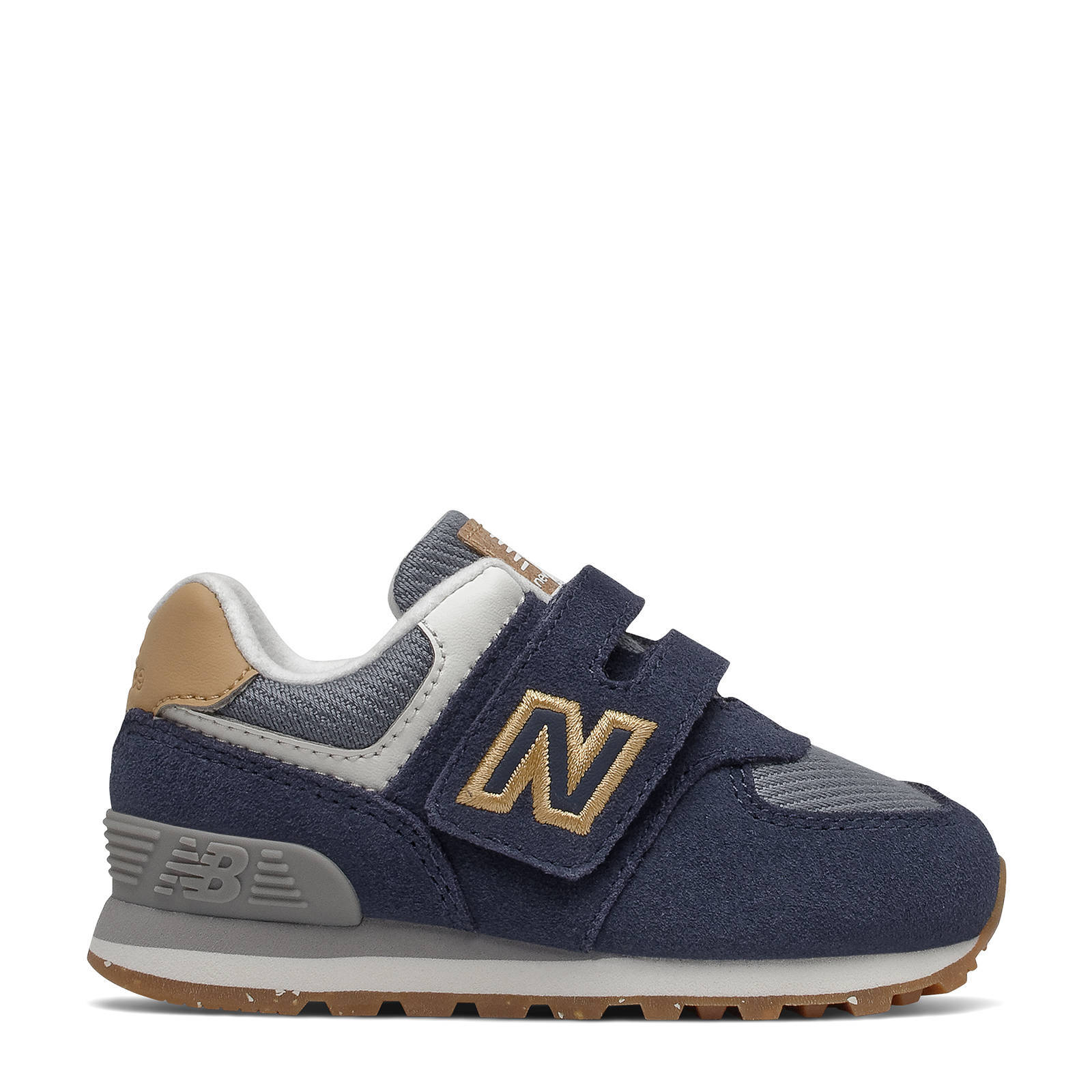 New Balance 574 sneakers donkerblauw/grijs/camel | wehkamp