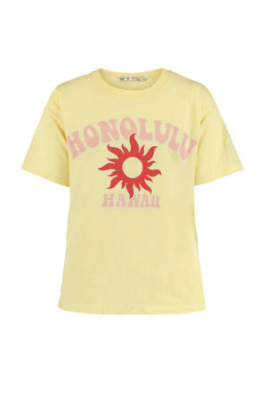 T-shirt met printopdruk lichtgeel