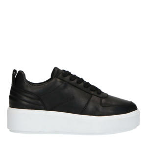 leren plateau sneakers zwart