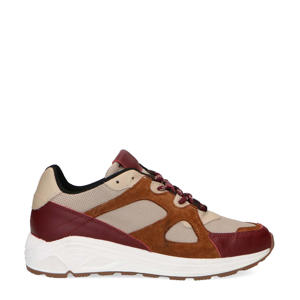   suède dad sneakers rood/cognac