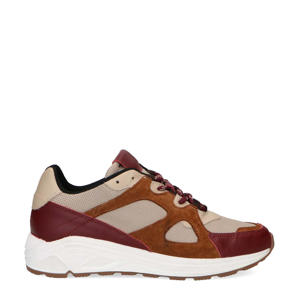 suède dad sneakers rood/cognac