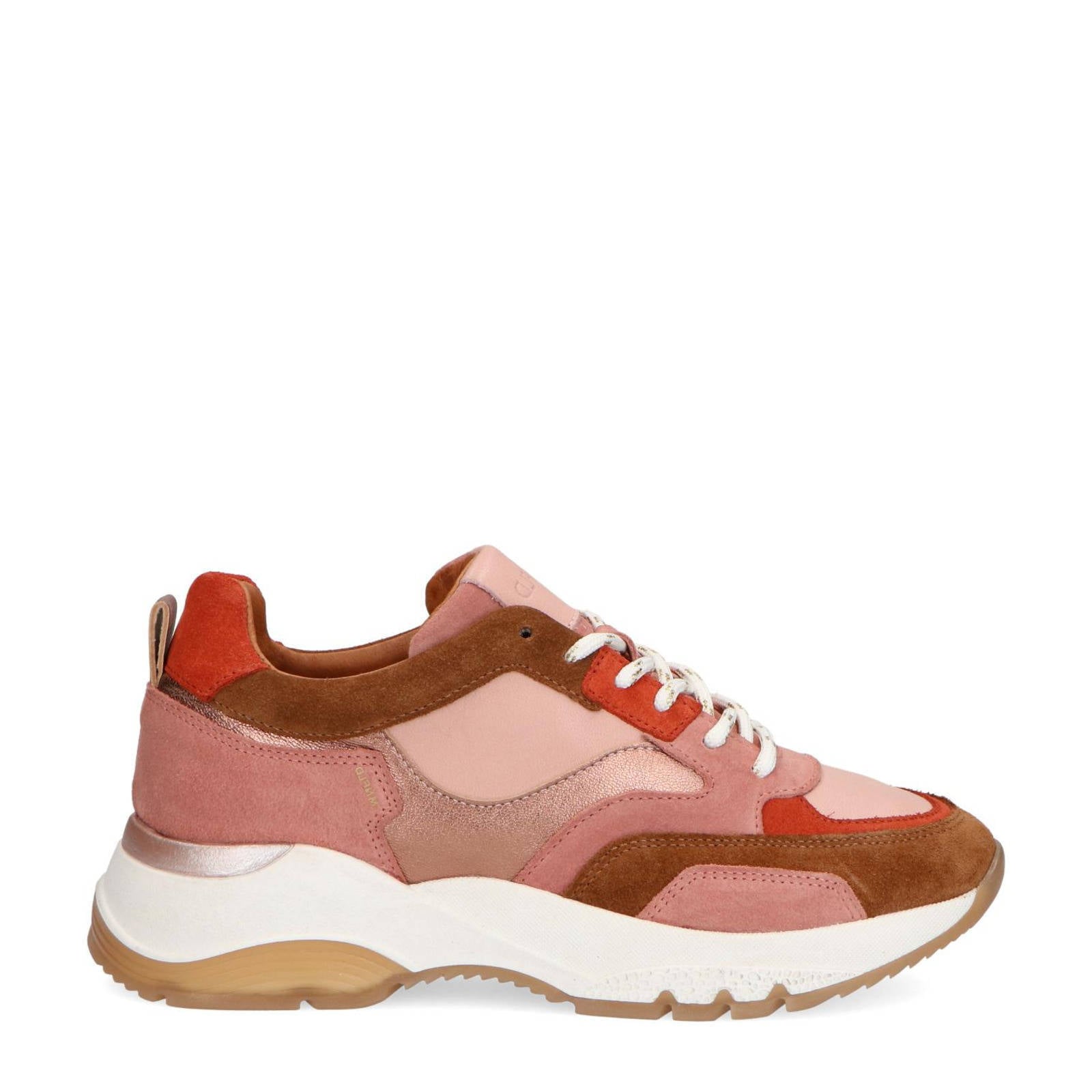 Witte leren dad sneakers met details - Dames | MANFIELD