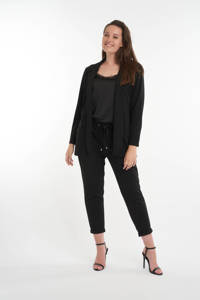 Zwarte dames MS Mode blazer van polyester met lange mouwen en reverskraag