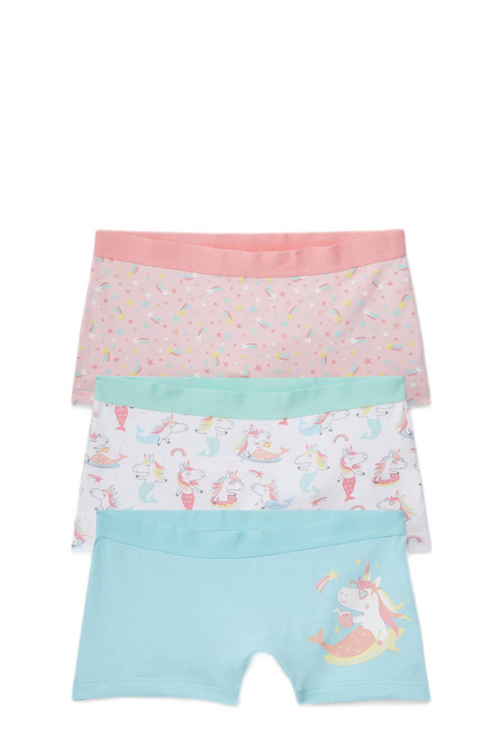 C&A Palomino short - set van 3 blauw/roze/wit, Blauw/roze/wit