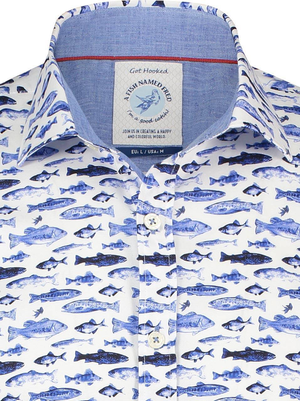 A fish named Fred regular fit overhemd met all over print blauw wehkamp