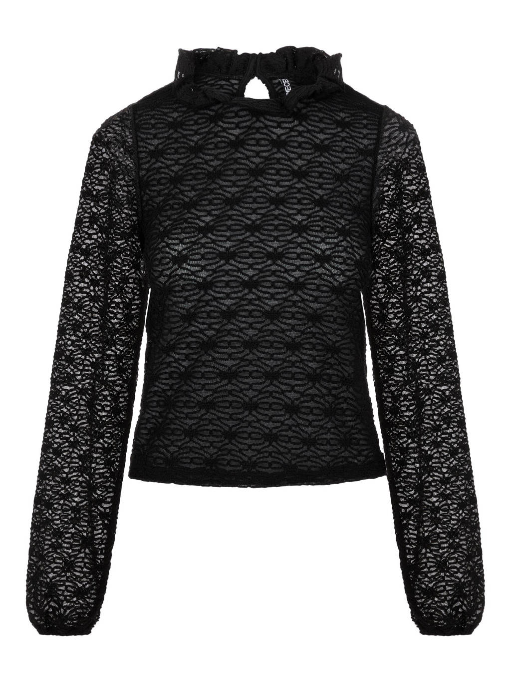 PIECES blouse PCFLORI met ruches zwart, Zwart