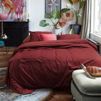 Beddinghouse Polyester-katoen dekbedovertrek lits-jumeaux (dekbedovertrek 240x220 cm), Lits-jumeaux (240 cm breed), Donkerrood