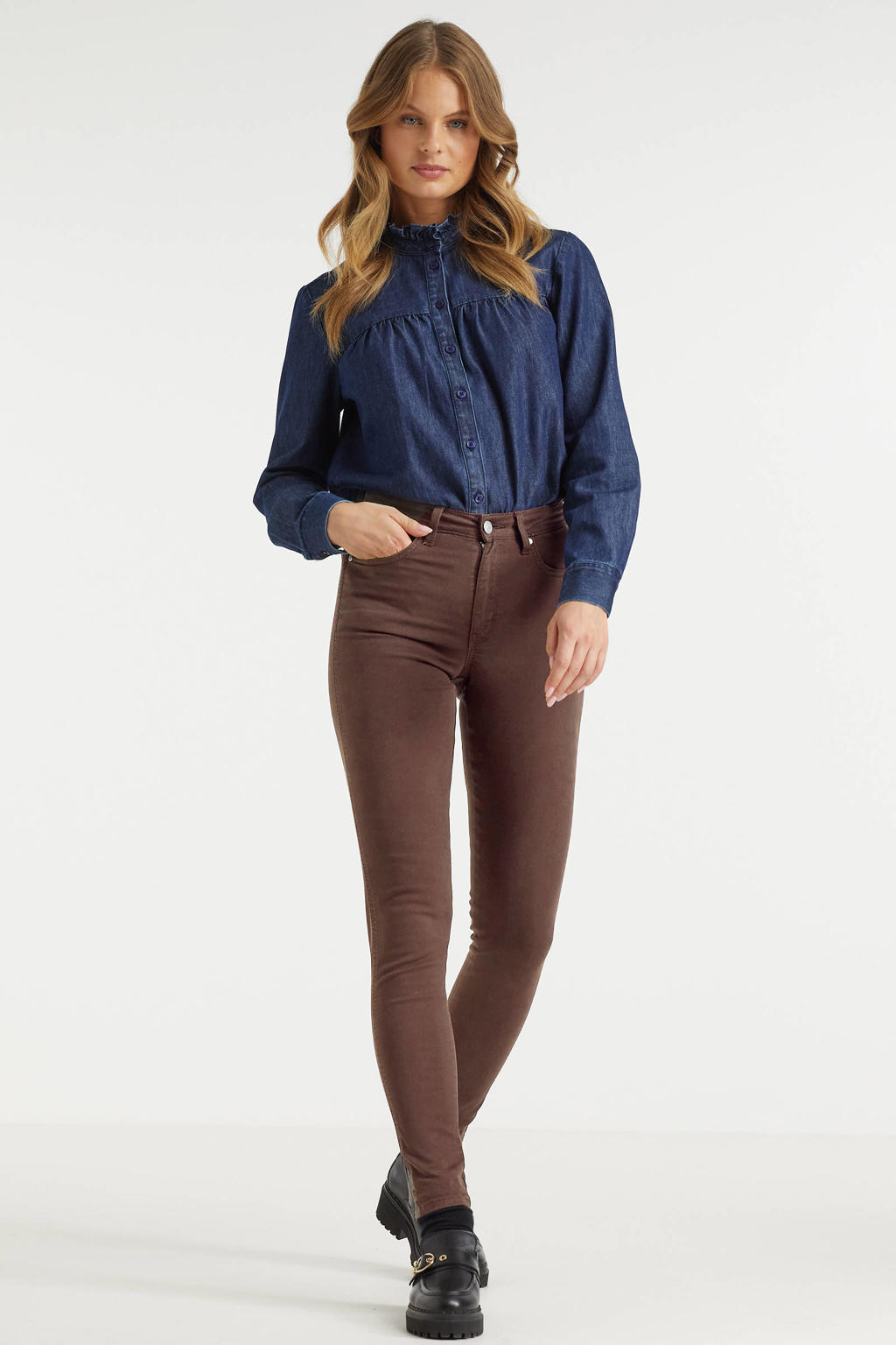 anytime slim fit jeans bruin
