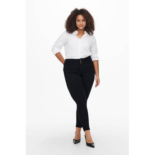ONLY CARMAKOMA cropped high waist skinny jeans CARANNA zwart afbeelding