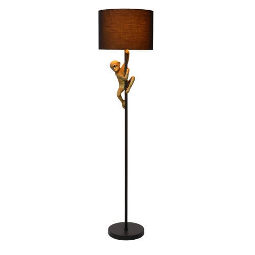 Lucide EXTRAVAGANZA CHIMP - Vloerlamp - Ø 35 cm - 1xE27 - Zwart - zwart, goud