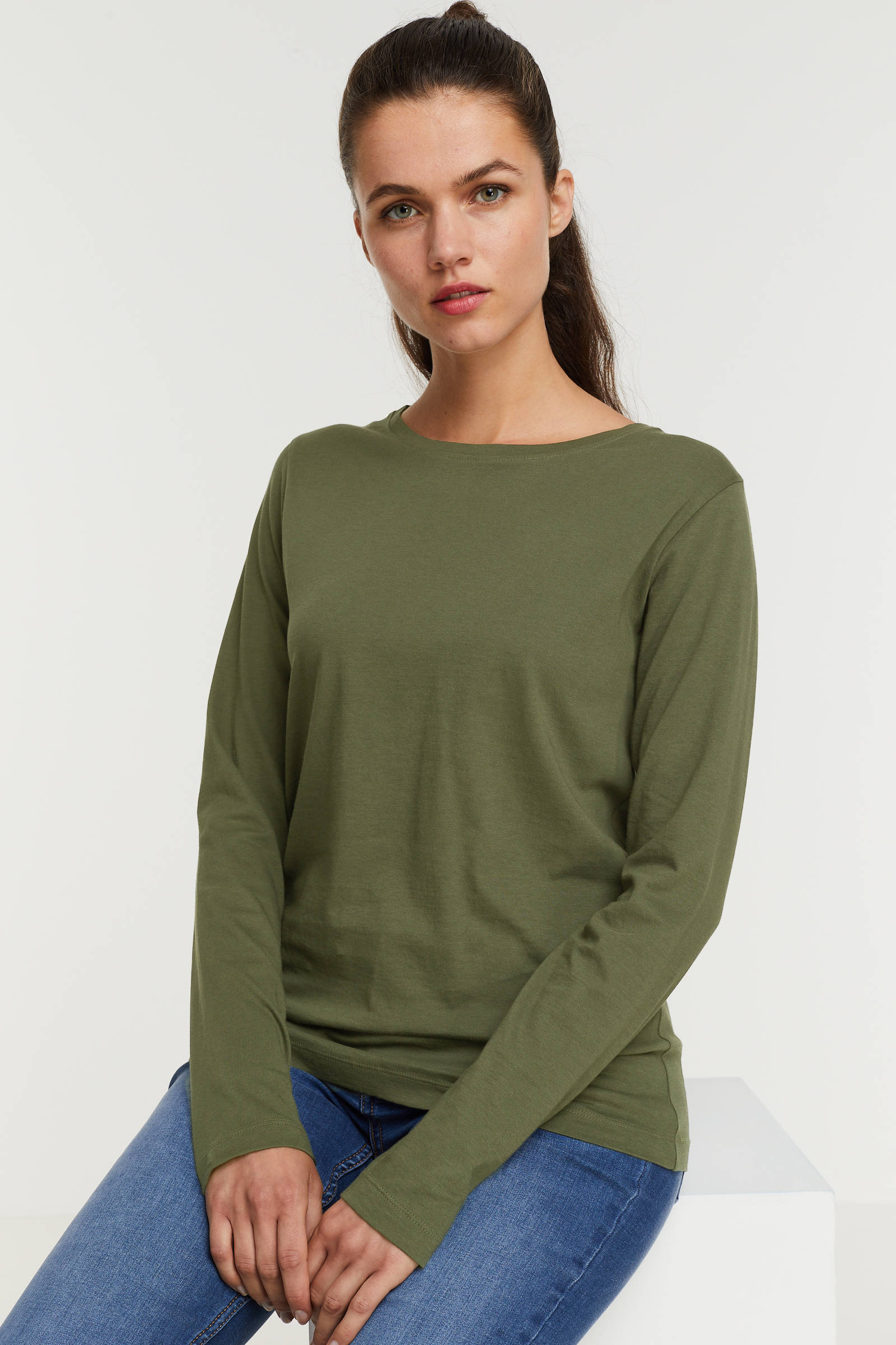 anytime longsleeve T shirt khaki wehkamp