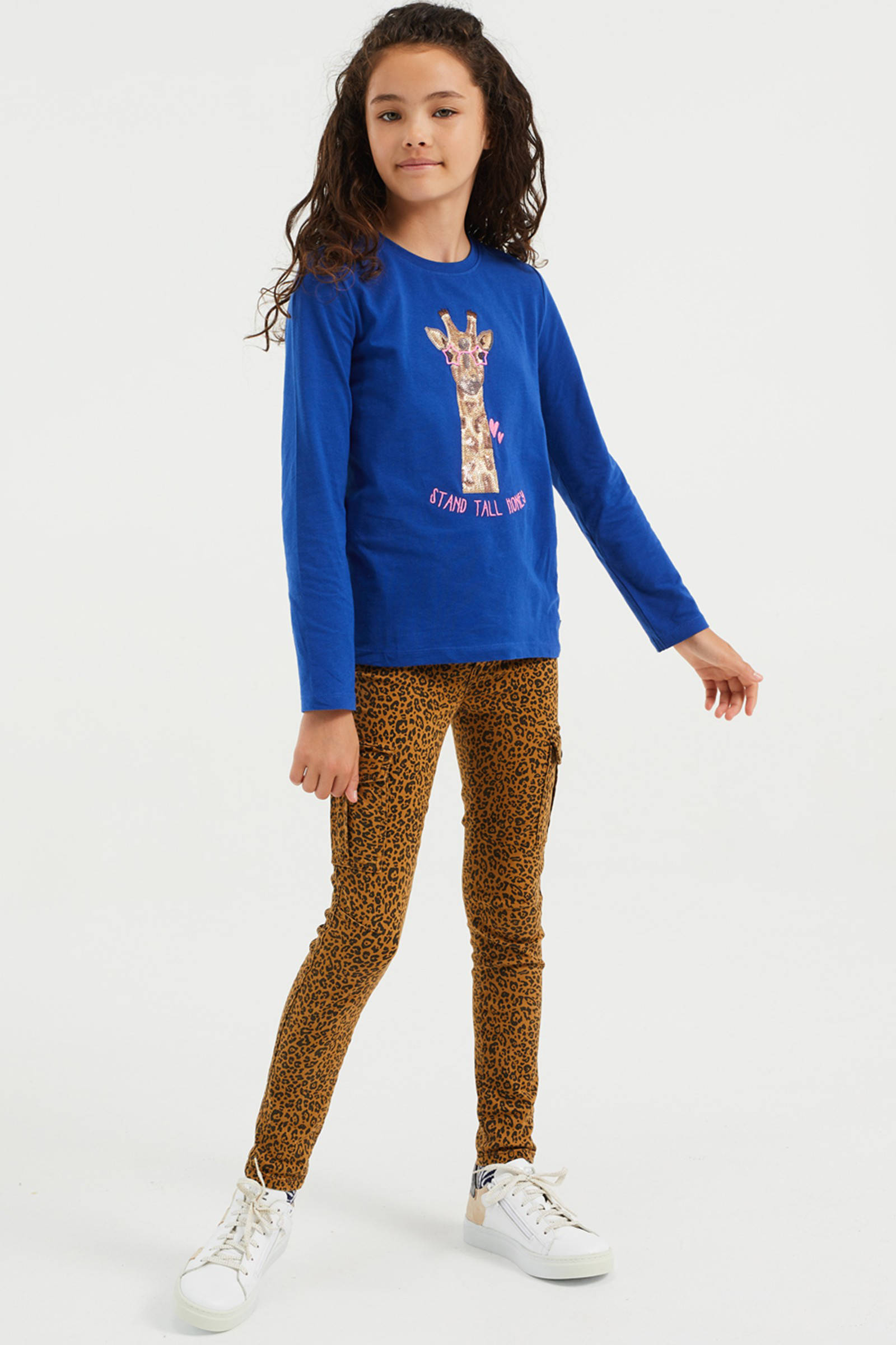 WE Fashion longsleeve met printopdruk kobaltblauw | wehkamp