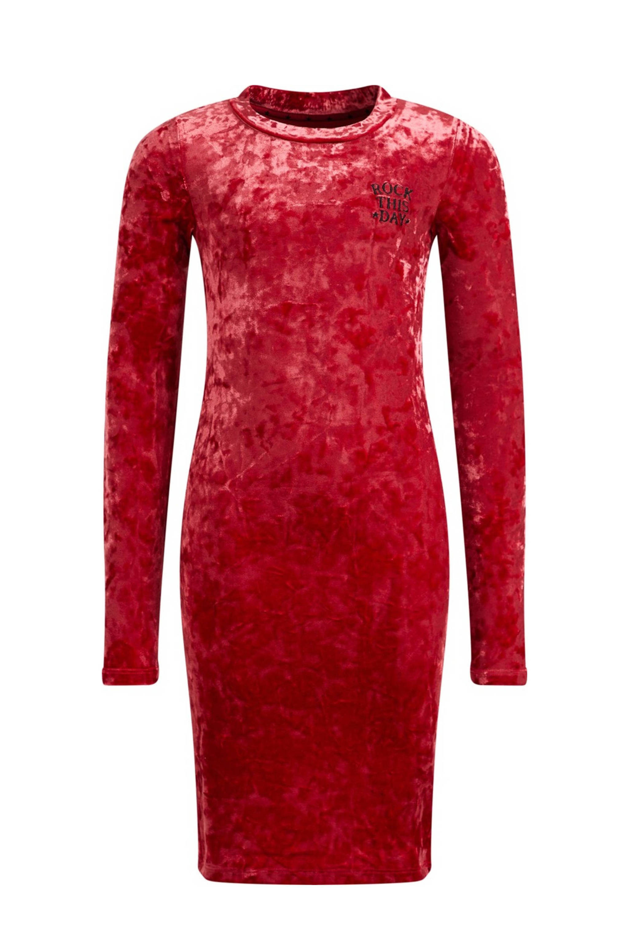 vaas belasting Springplank WE Fashion velours jurk rood | wehkamp