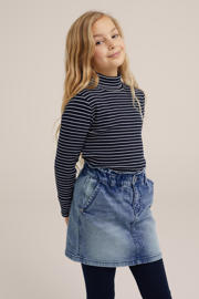 thumbnail: WE Fashion gestreepte top donkerblauw/wit