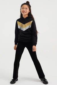 Zwart, zilver en gouden meisjes WE Fashion hoodie met lange mouwen, capuchon en elastische boord