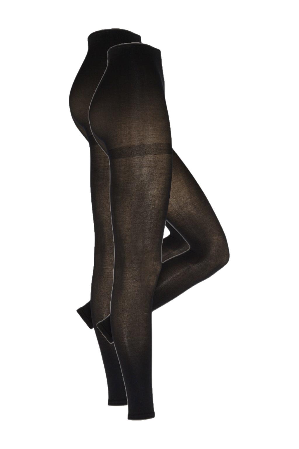 Set van 2 zwarte dames anytime voetloze panty 60 denier van polyamide