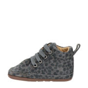thumbnail: Nelson Kids   suède babyschoenen met panterprint grijs