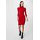 Morgan ribgebreide jurk met plooien rood