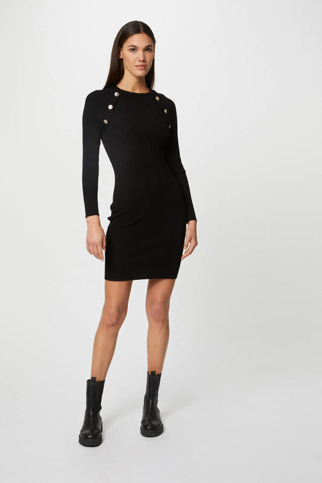 Basic Zwarte Rib Midi Bodycon Jurk Basic Zwarte Rib Midi Bodycon Jurk