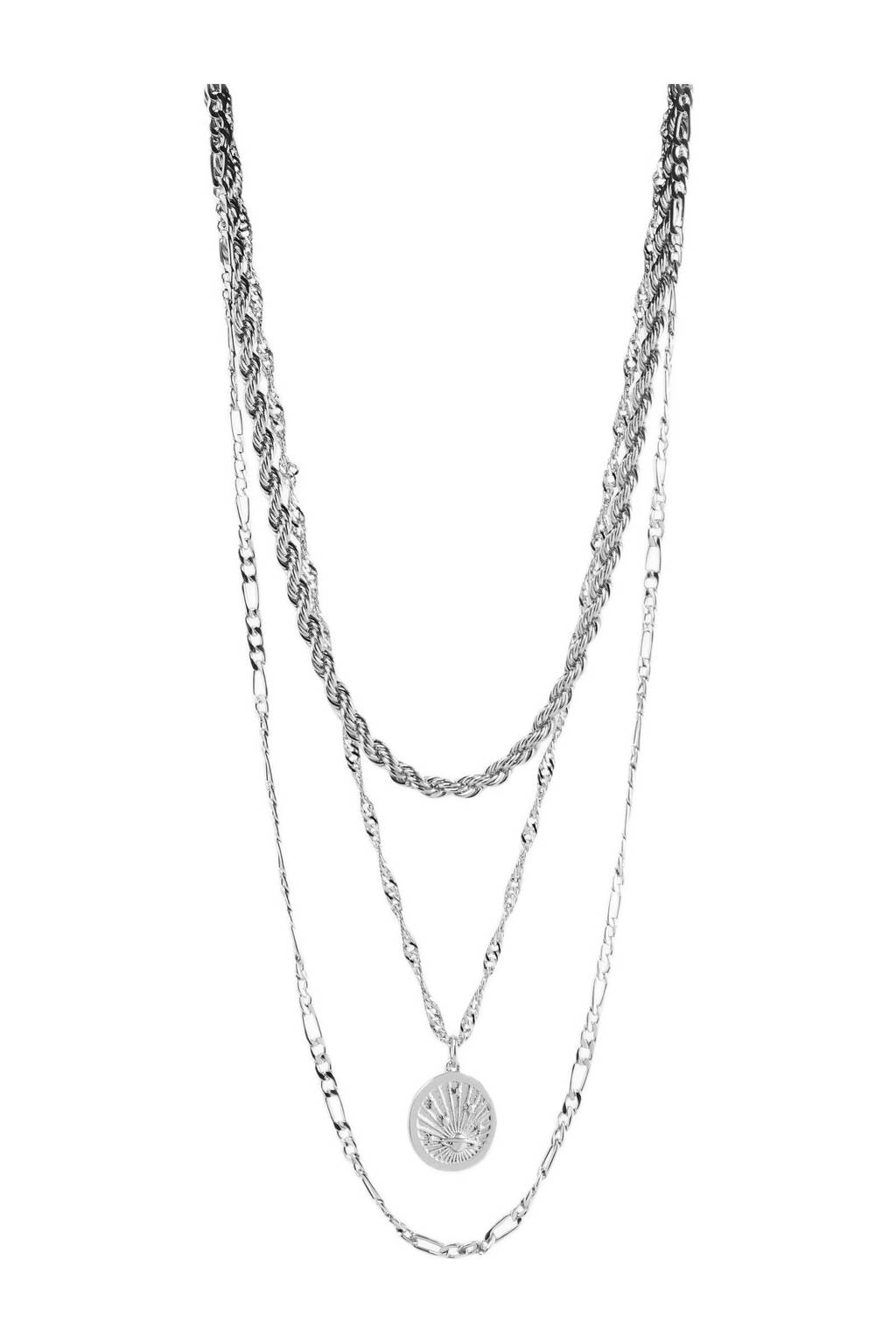 PIECES gelaagde ketting PCKAREN zilverkleurig, Zilverkleurig