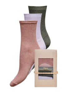 ONLY giftbox sokken ONLMOON - set van 3 lila/oudroze, Lila/roze