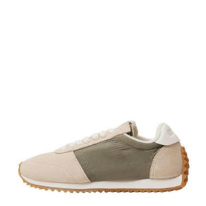  leren sneakers kaki/beige