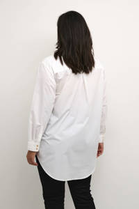 Witte dames Kaffe Curve blouse KClone van polyester met lange mouwen, klassieke kraag en knoopsluiting