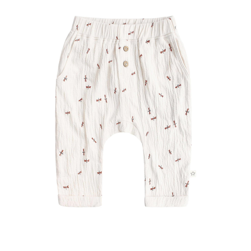 Ecru Your Wishes baby regular fit broek Nikola van katoen met elastische tailleband