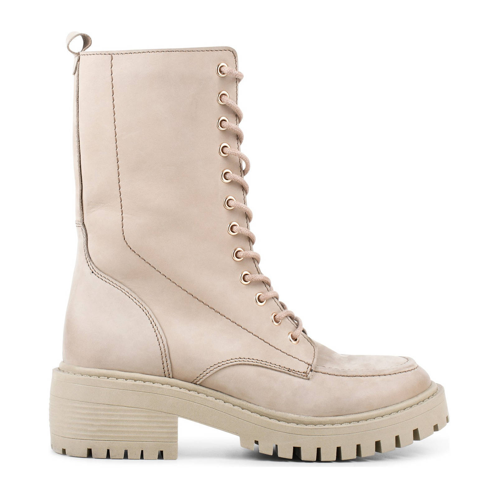 PS Poelman Klara leren veterboots beige | wehkamp
