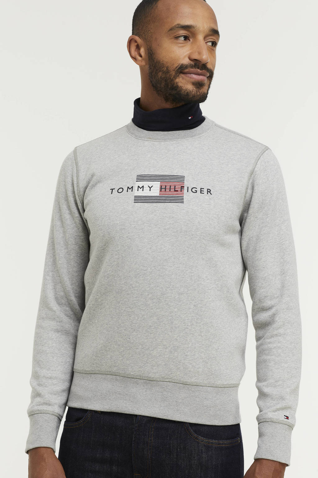 Tommy Hilfiger sweater met biologisch katoen light grey heather, Light Grey Heather