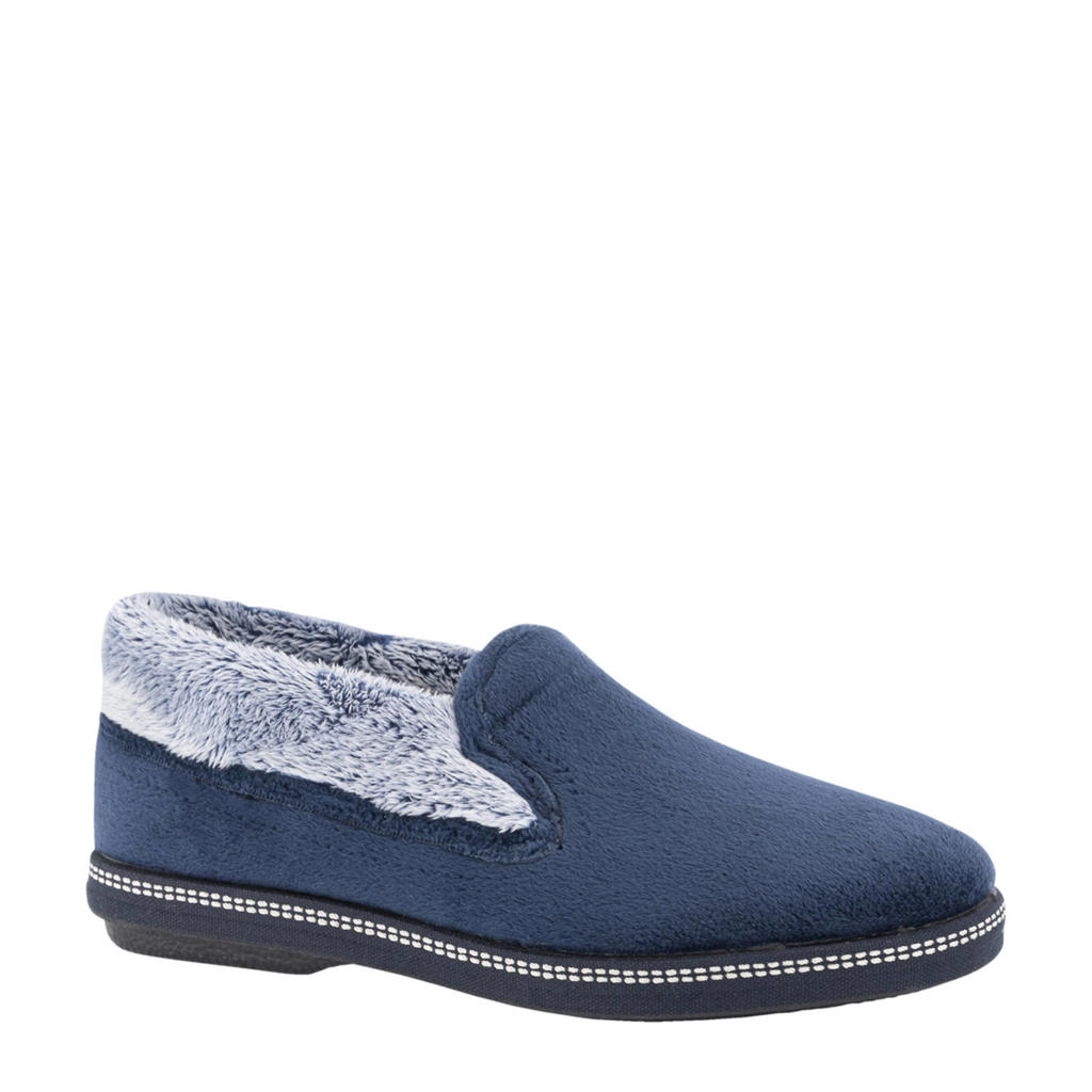 Blauwe dames Casa mia pantoffels van rubber/textiel met effen