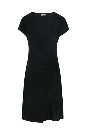 overslagjurk met plooien zwart