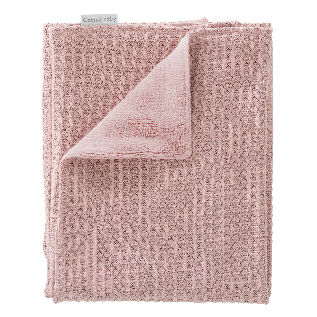 Cottonbaby baby ledikantdeken wafel gebreid met bamboe 120x150 cm oudroze, Oudroze