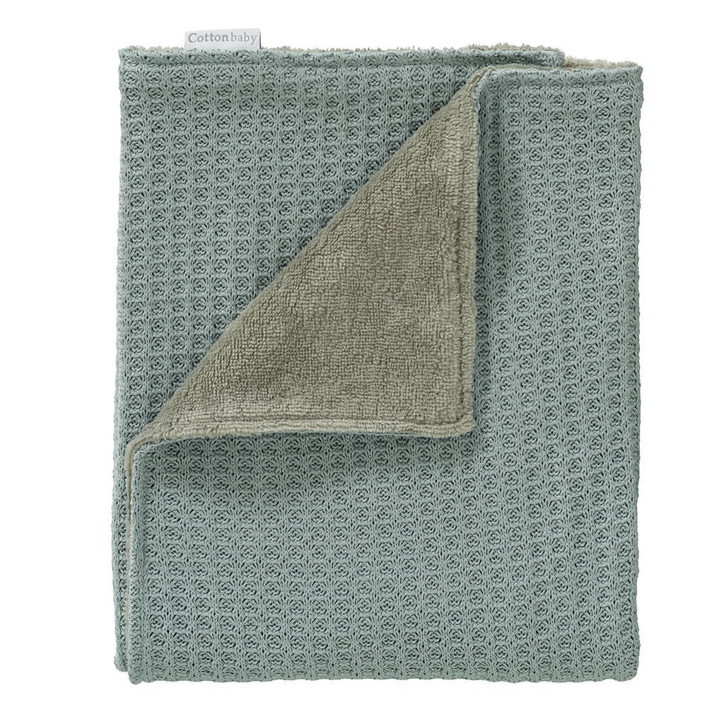 Cottonbaby baby ledikantdeken wafel gebreid met bamboe 120x150 cm oudgroen, Oudgroen