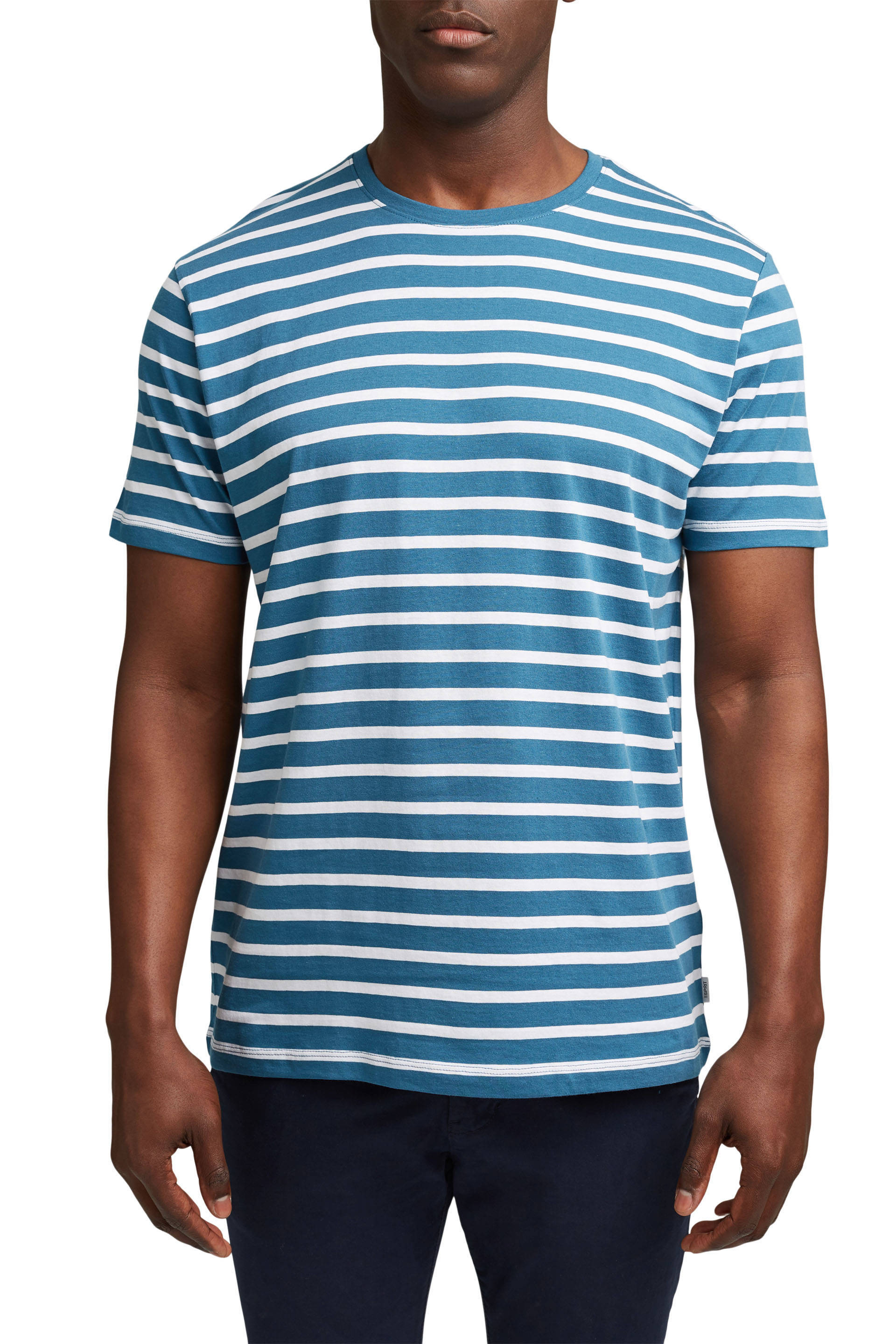 ESPRIT Men Casual gestreept T-shirt blauw/wit | wehkamp