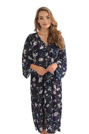 gebloemde strandtuniek Sophia donkerblauw