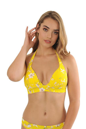 gebloemde push-up bikinitop Marilyn geel