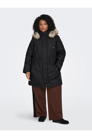 parka met imitatiebontkraag CARIRENA zwart