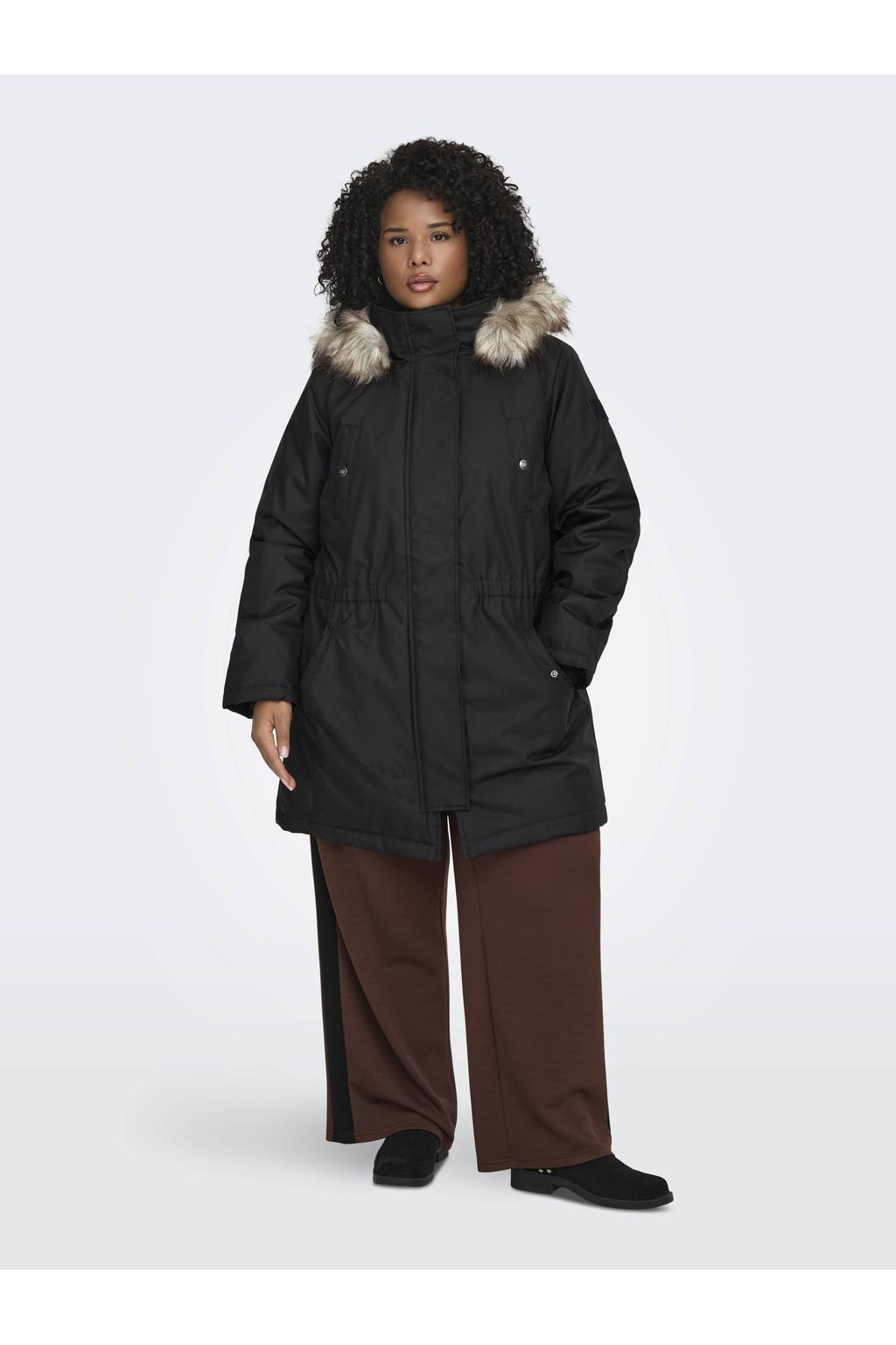 ONLY CARMAKOMA parka met imitatiebontkraag CARIRENA zwart