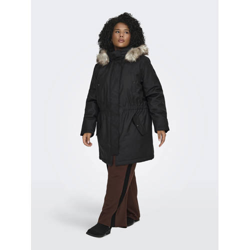 ONLY CARMAKOMA parka met imitatiebontkraag CARIRENA zwart afbeelding