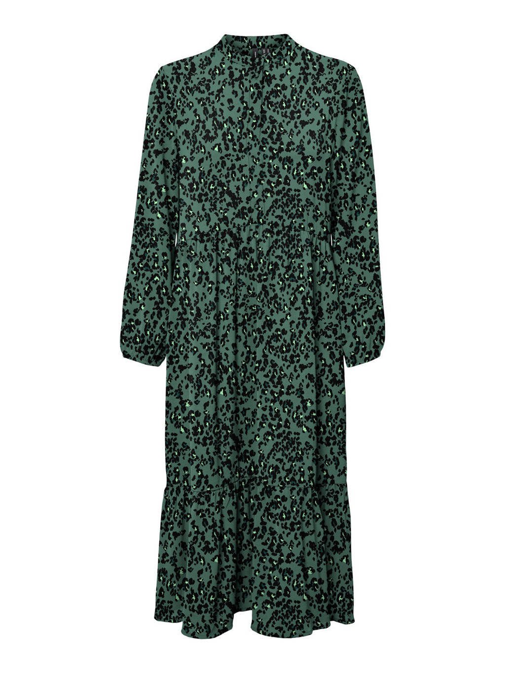 VERO MODA CURVE maxi jurk VMSAGA van gerecycled polyester donkergroen/zwart/wit