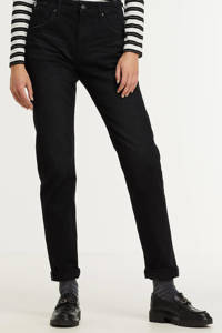 Zwarte dames REPLAY boyfriend jeans van duurzaam stretchdenim met rits- en drukknoopsluiting