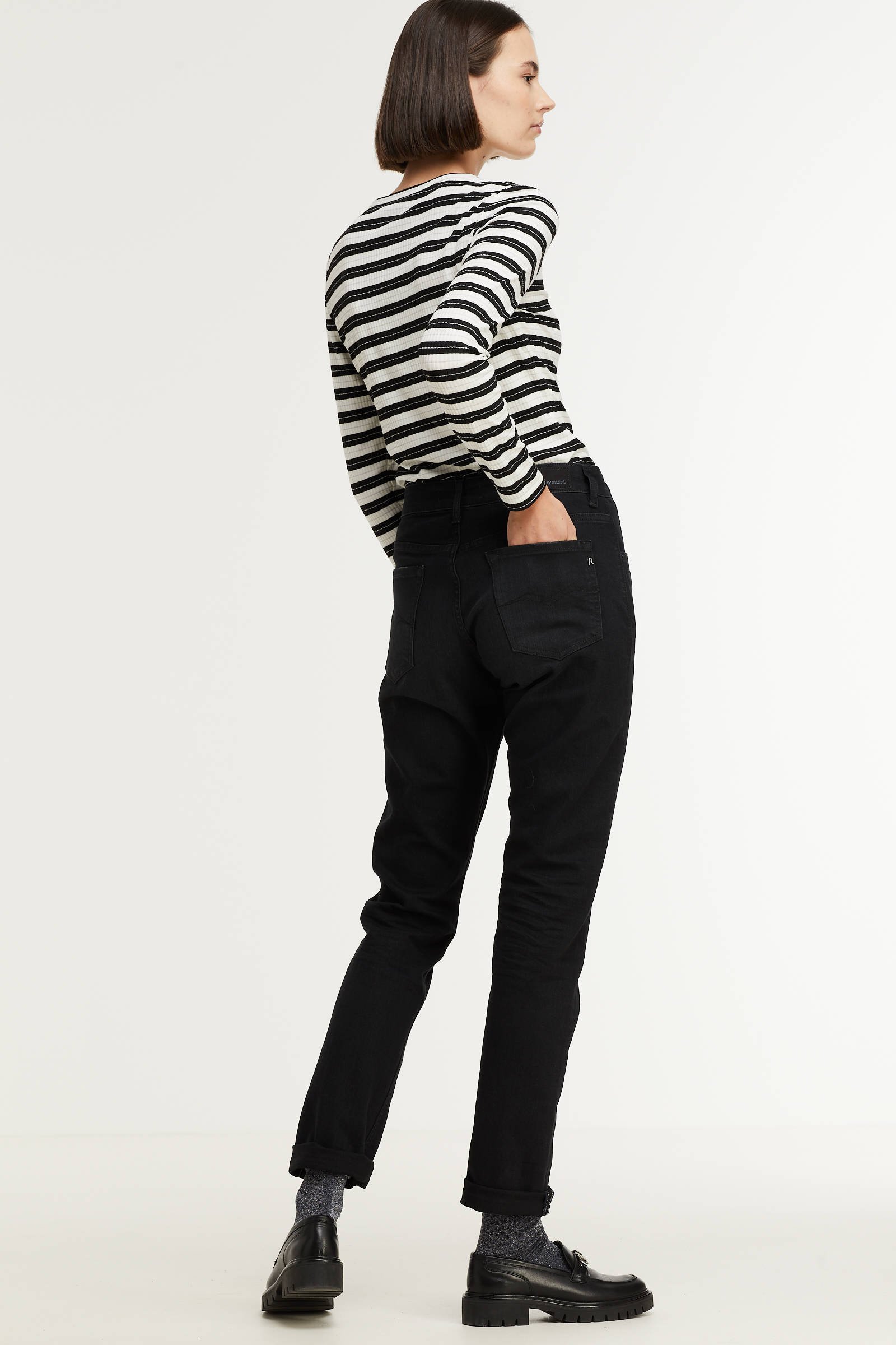 Replay Slim-Fit Boyfriend Jeans Black Dames