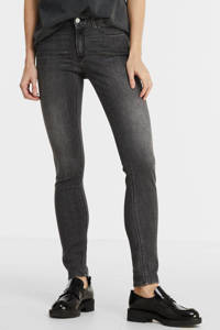 Antraciete dames REPLAY skinny jeans van stretchdenim met rits- en knoopsluiting