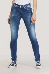 Blauwe dames REPLAY skinny jeans Luzien van stretchdenim met rits- en knoopsluiting