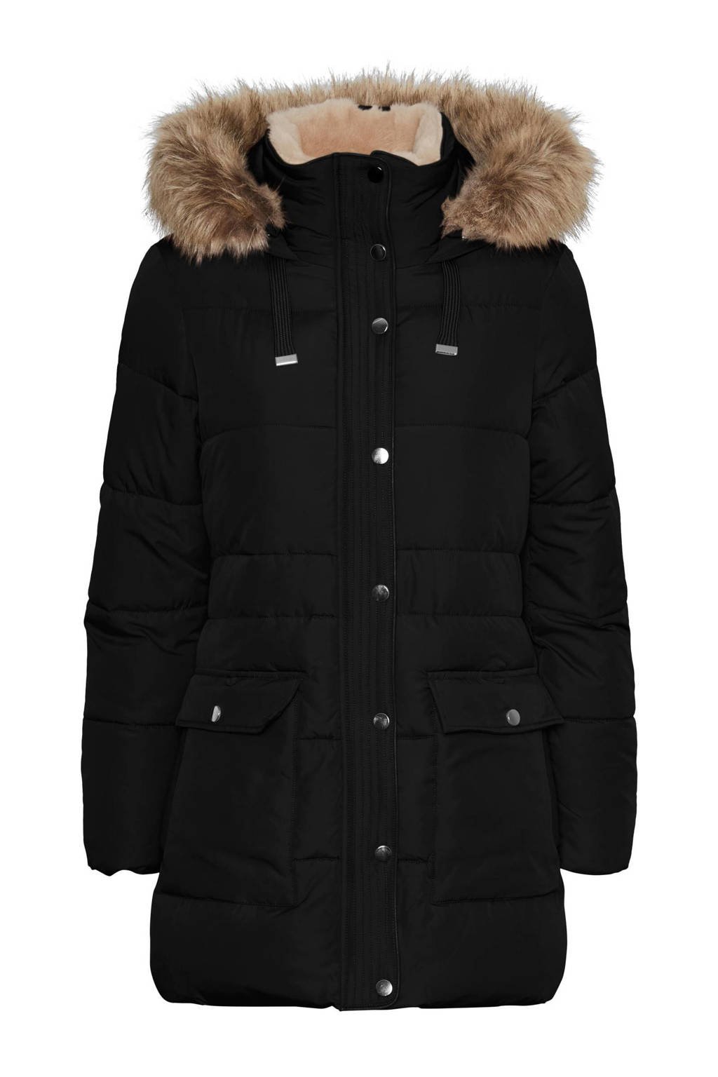 VERO MODA CURVE gewatteerde jas VMSKYLAR zwart, Zwart