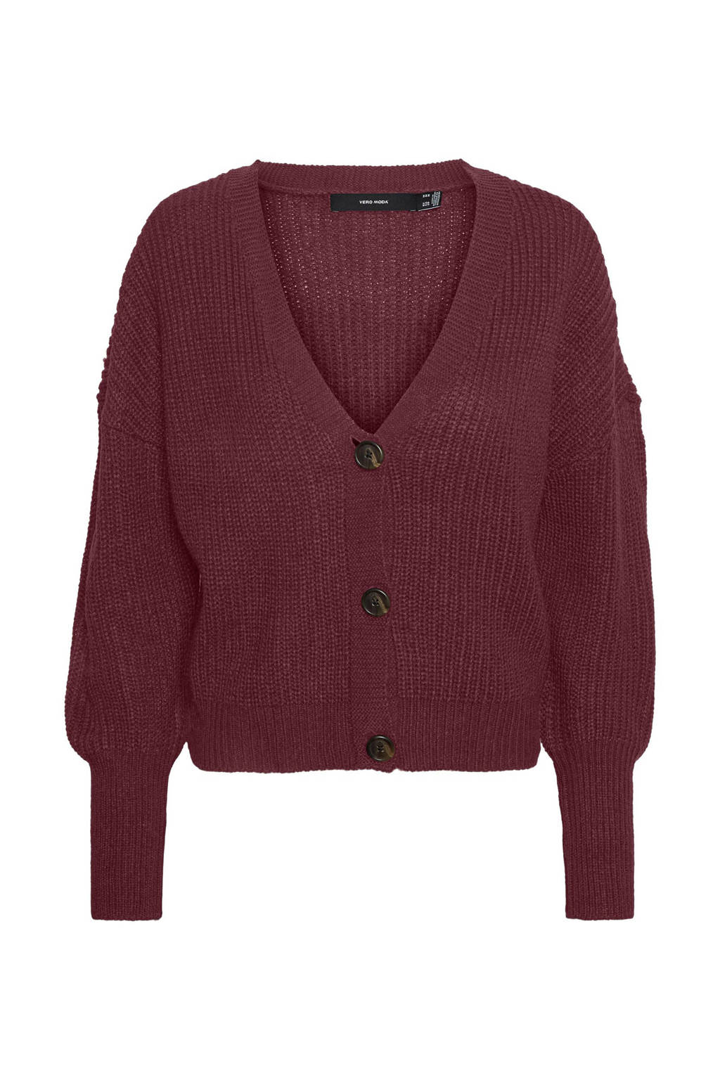 VERO MODA CURVE gebreid vest VMLEA donkerrood, Donkerrood