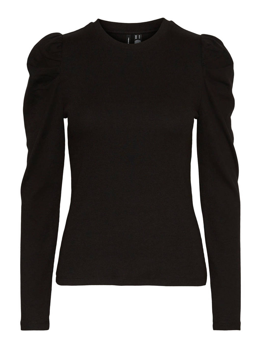 VERO MODA CURVE ribgebreide top VMNATASHA met plooien zwart, Zwart