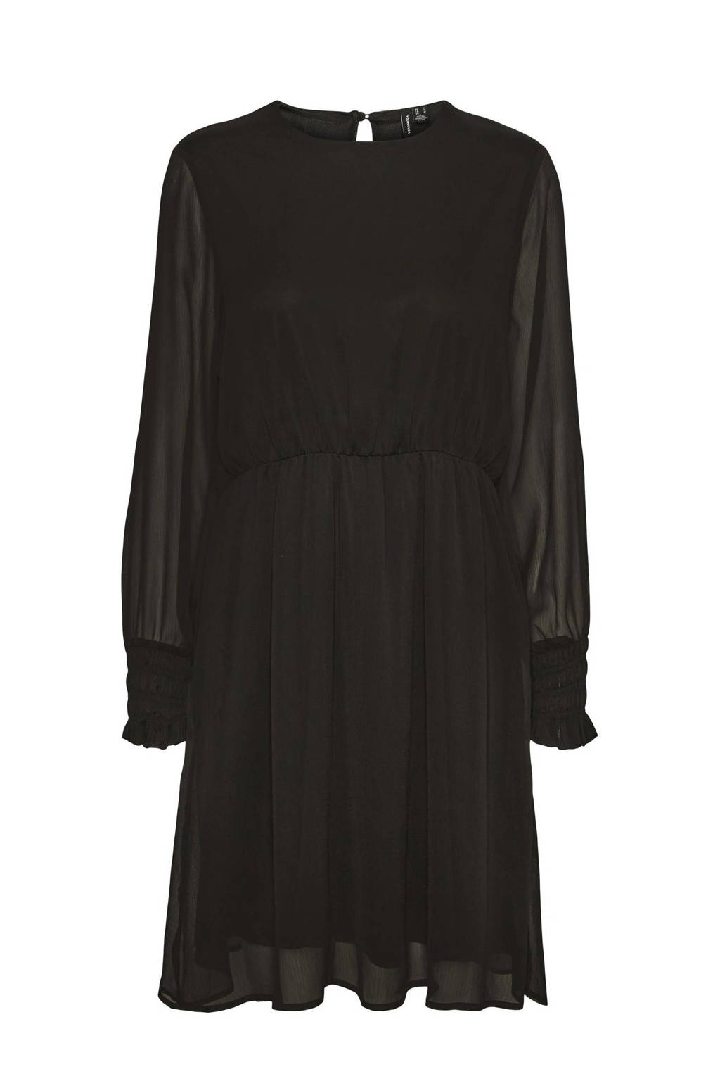 VERO MODA CURVE semi-transparante jurk VMSMILLA van gerecycled polyester zwart, Zwart
