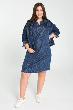 jurk met zebraprint blauw/donkerblauw